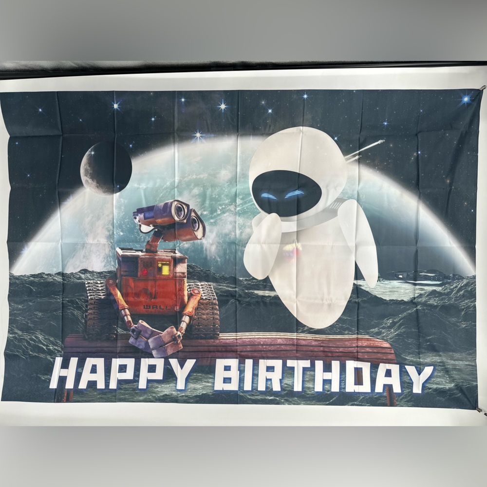 Wall-E Happy Birthday Backdrop Banner 5x3Ft